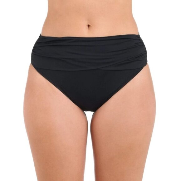 La Blanca Island Goddess Mid-Waist Ruched Bikini Bottom | Size 16 | MSRP $61 - Picture 1 of 5